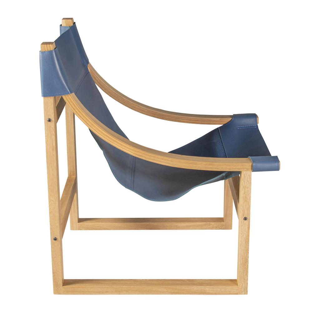 Lima Cobalt Leather Sling Chair. Picture 7