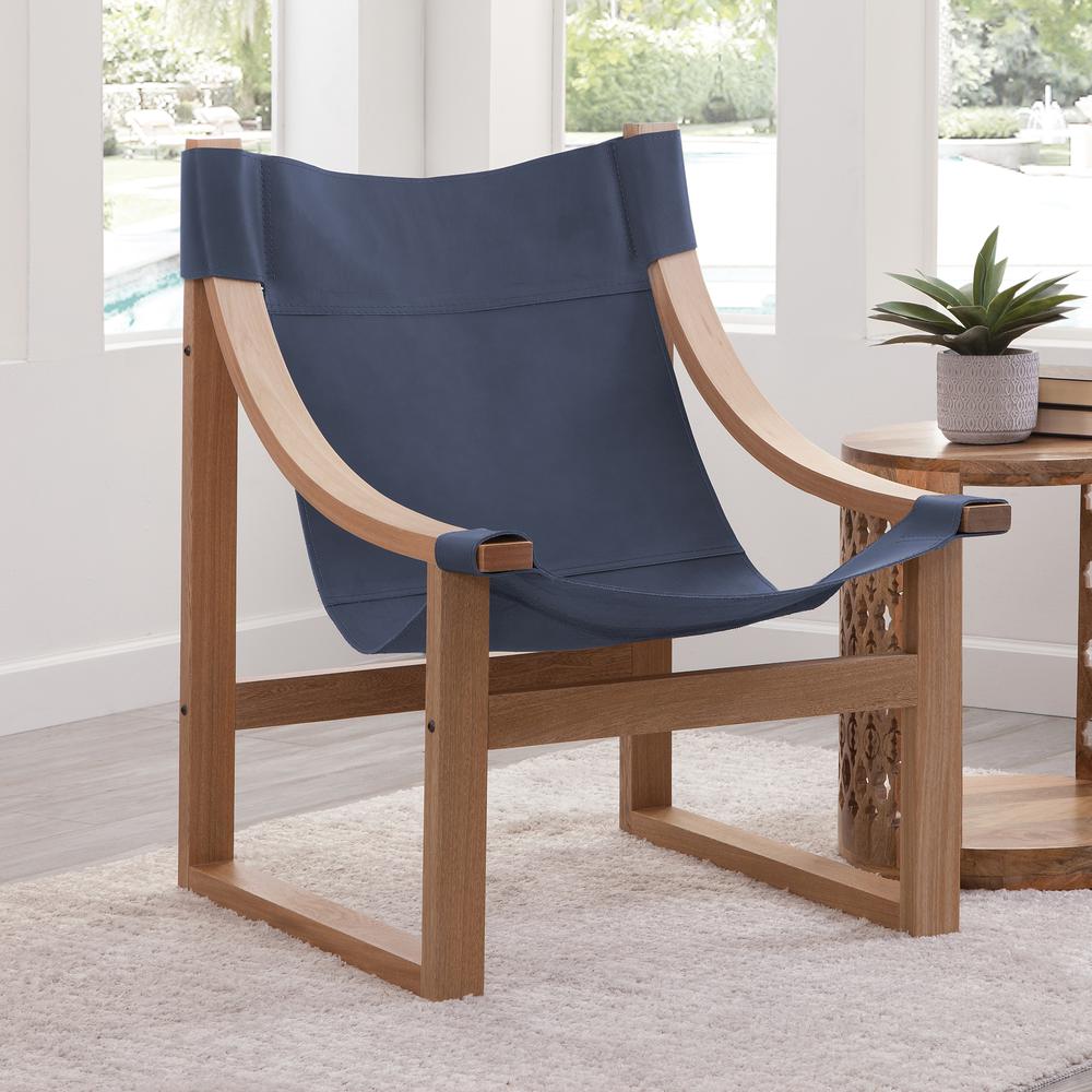 Lima Cobalt Leather Sling Chair. Picture 8
