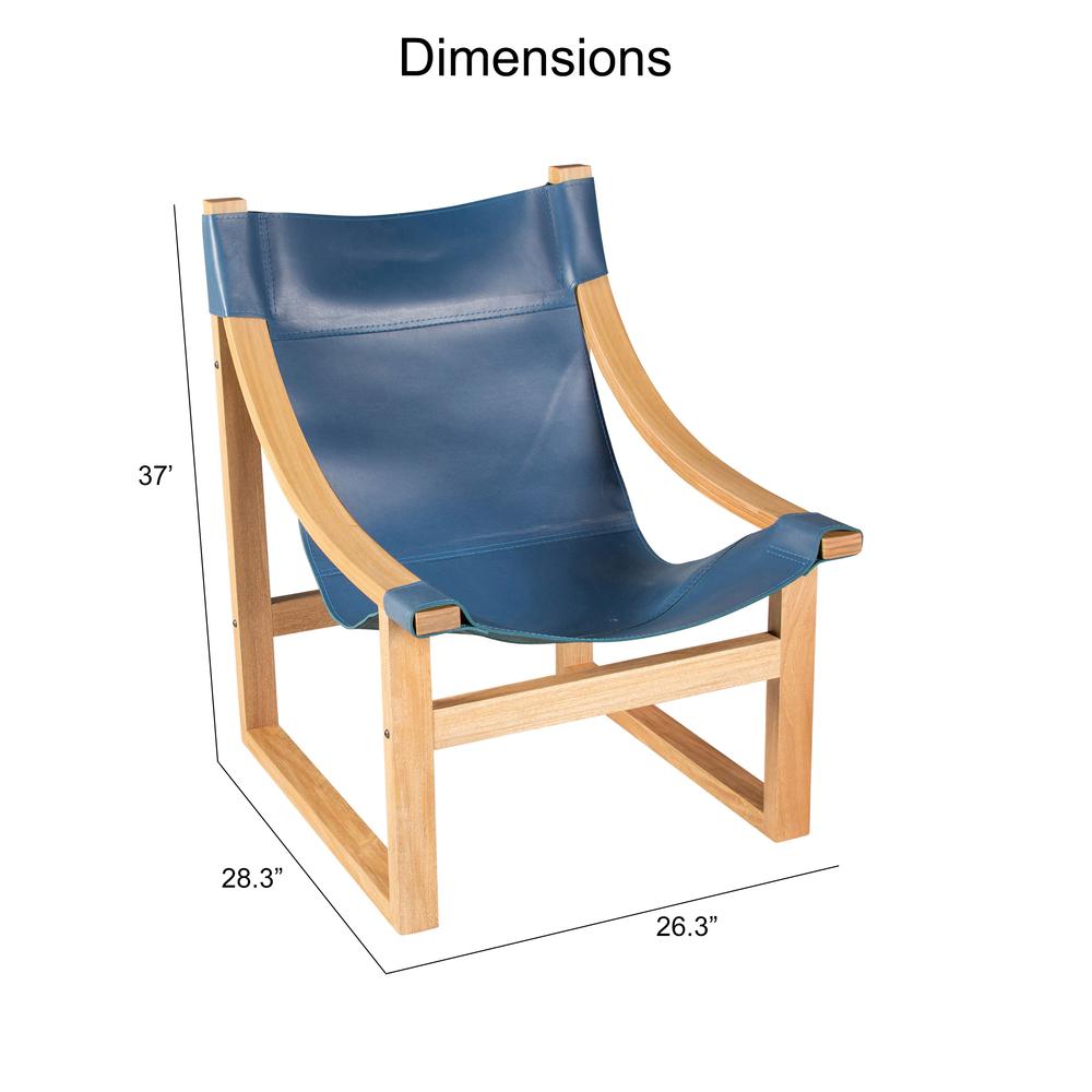 Lima Cobalt Leather Sling Chair. Picture 9
