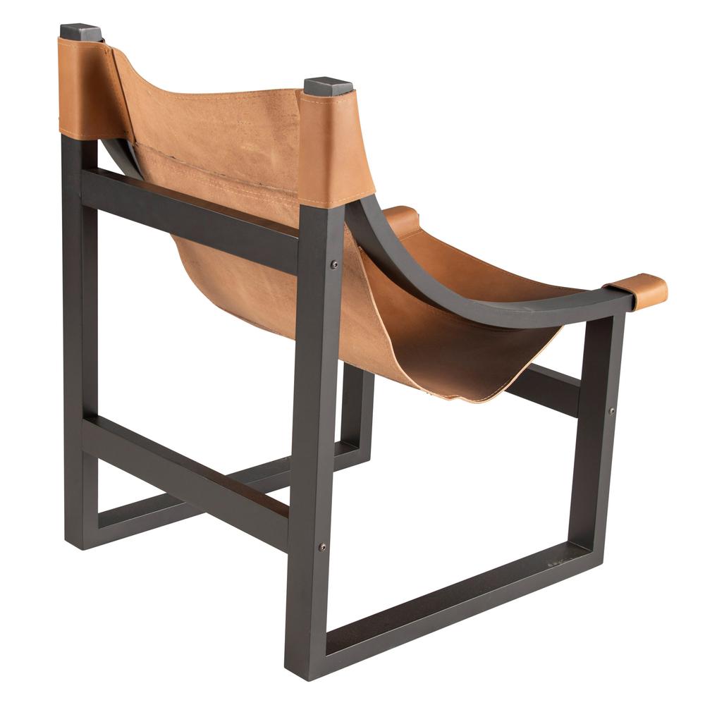Lima Natural Leather Sling Chair/Black Frame. Picture 5