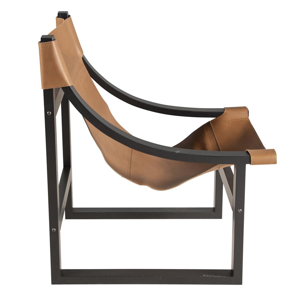 Lima Natural Leather Sling Chair/Black Frame. Picture 7
