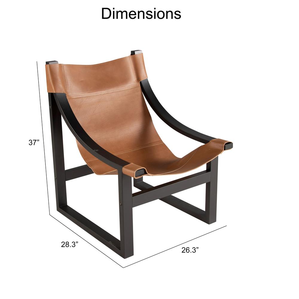 Lima Natural Leather Sling Chair/Black Frame. Picture 8