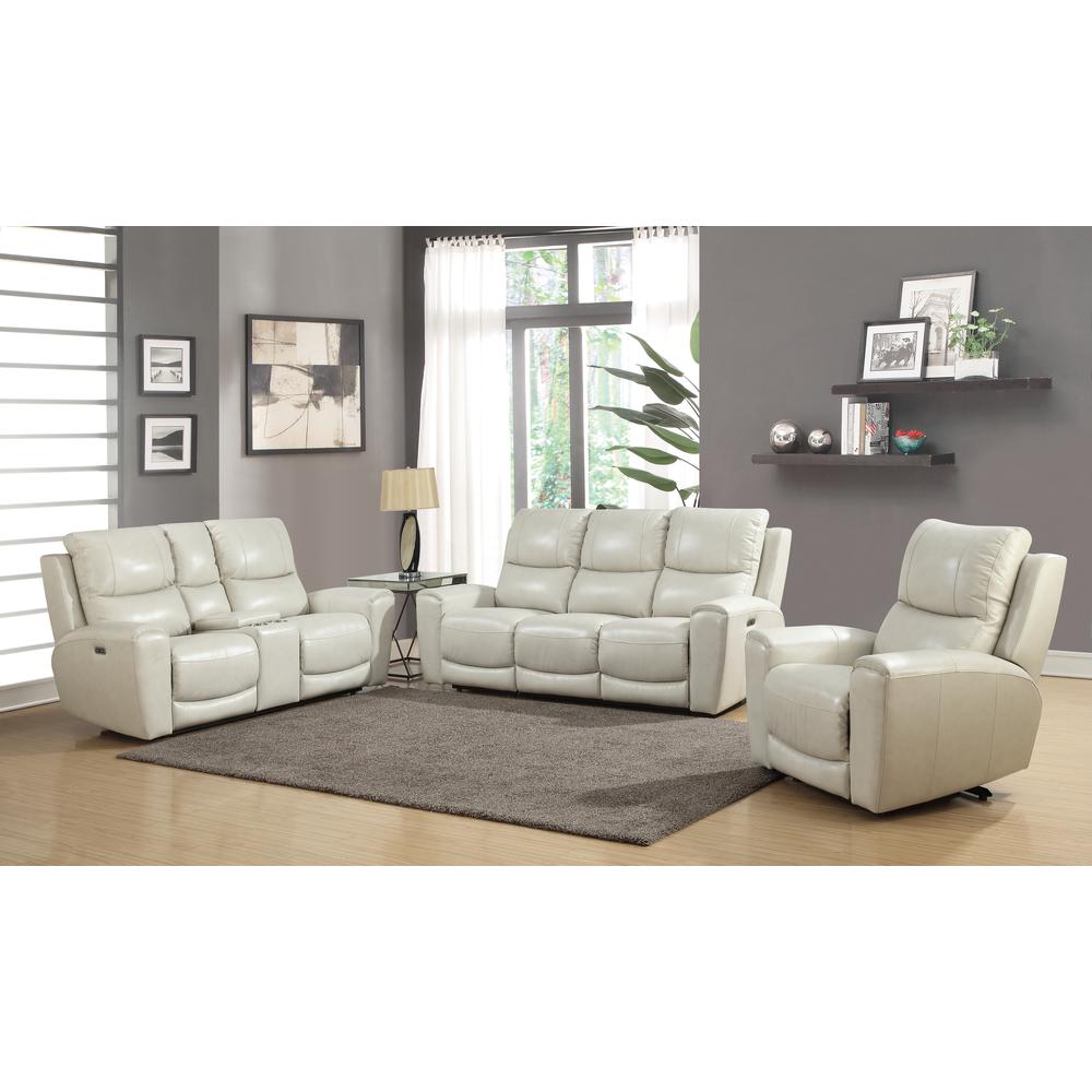 Power Reclining Chair - Ivory, Ivory Leather. Picture 2