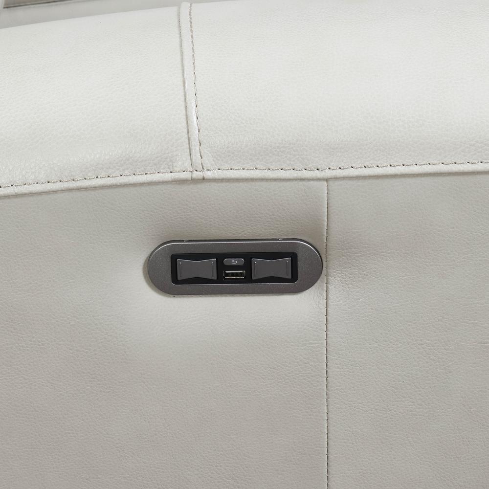 Power Reclining Chair - Ivory, Ivory Leather. Picture 5