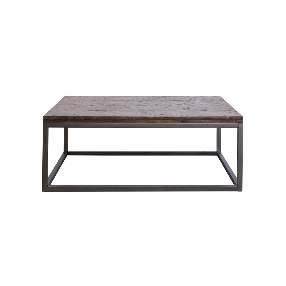 Cocktail Table, Distressed Acacia, Nickel Finished Base. Picture 5