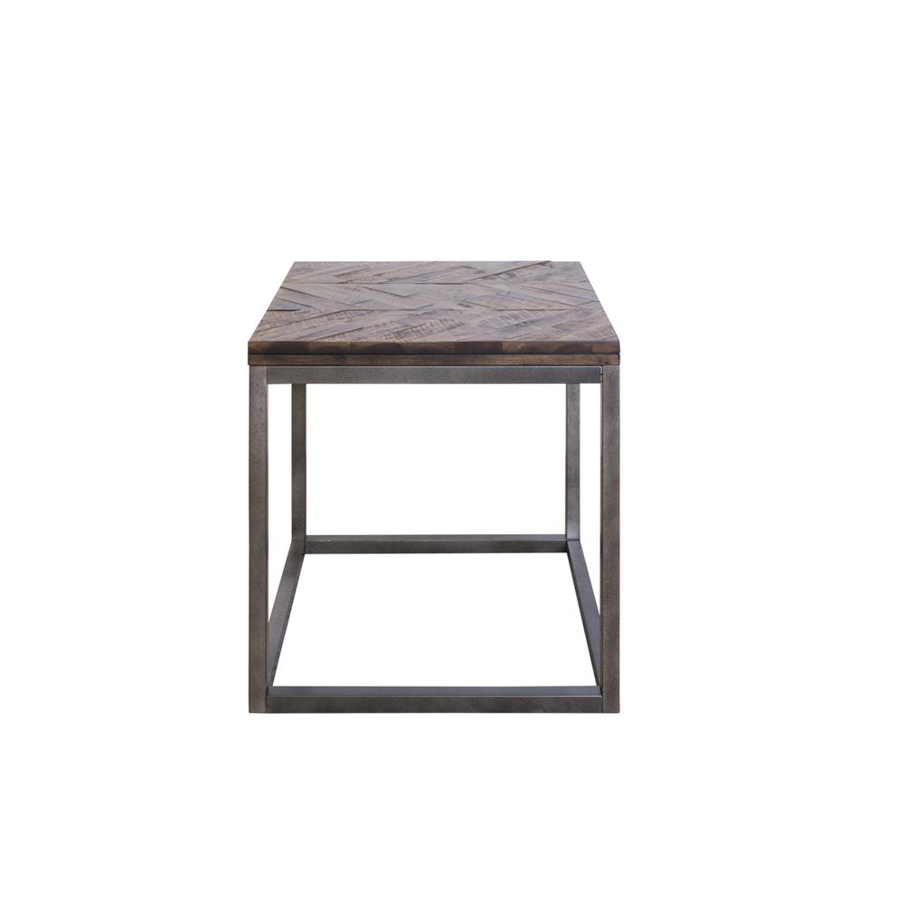 End Table, Distressed Acacia, Nickel Finished Base. Picture 4