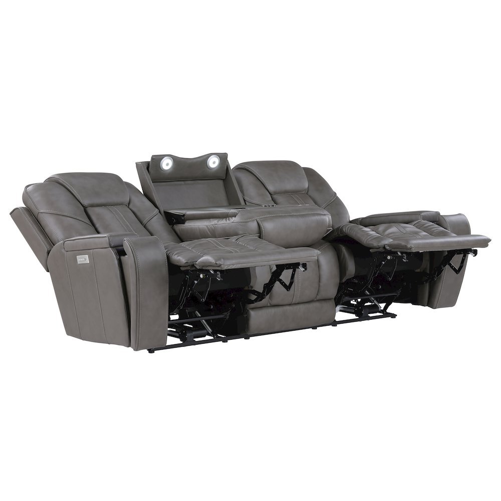 Daniel Triple Power Leather Theater Sofa. Picture 2