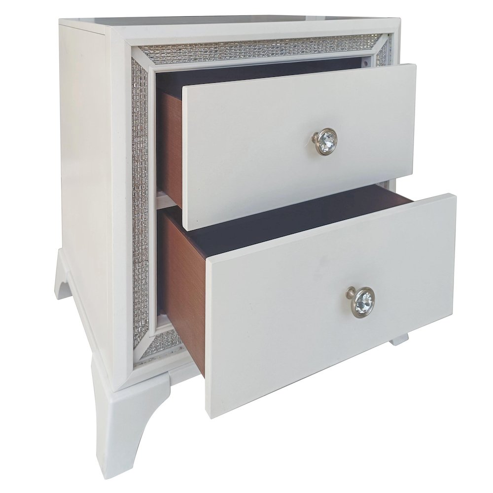Cassie Illuminating Glam Nightstand, Pearl Finish. Picture 3