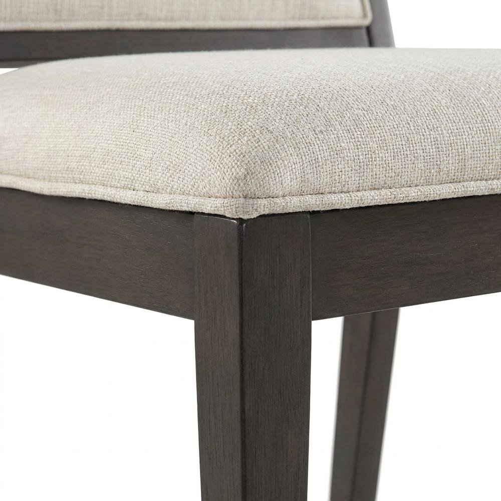 Polyester-Upholstered Dining Chair with Solid Wood Legs for Dining Room, White. Picture 7