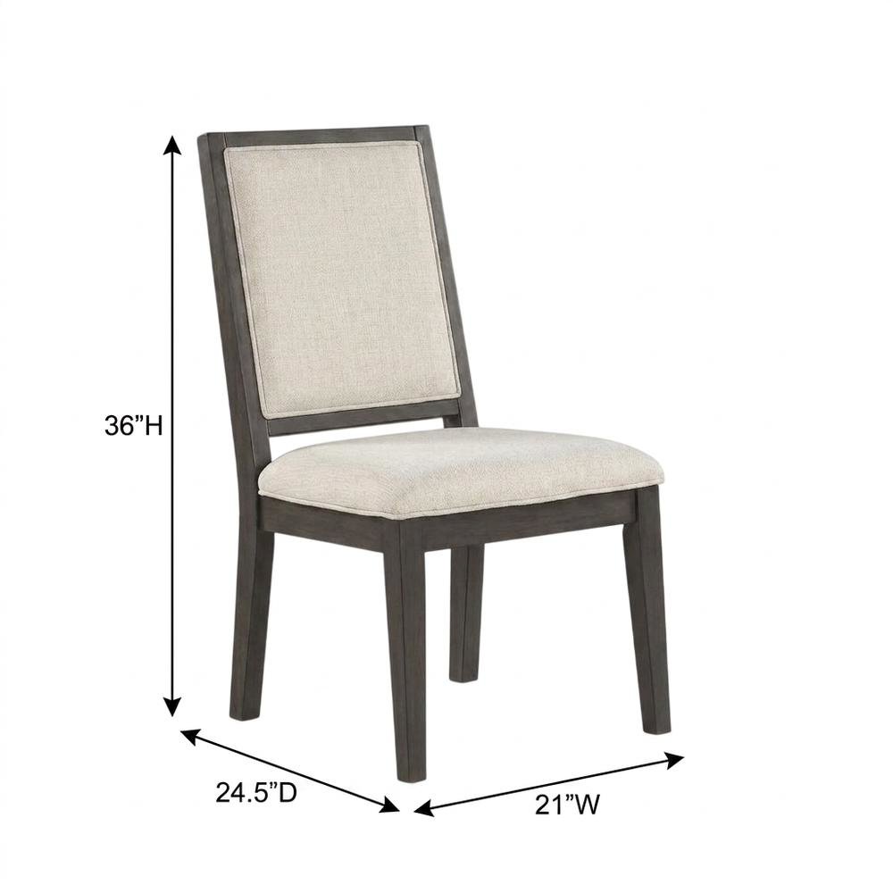Polyester-Upholstered Dining Chair with Solid Wood Legs for Dining Room, White. Picture 5