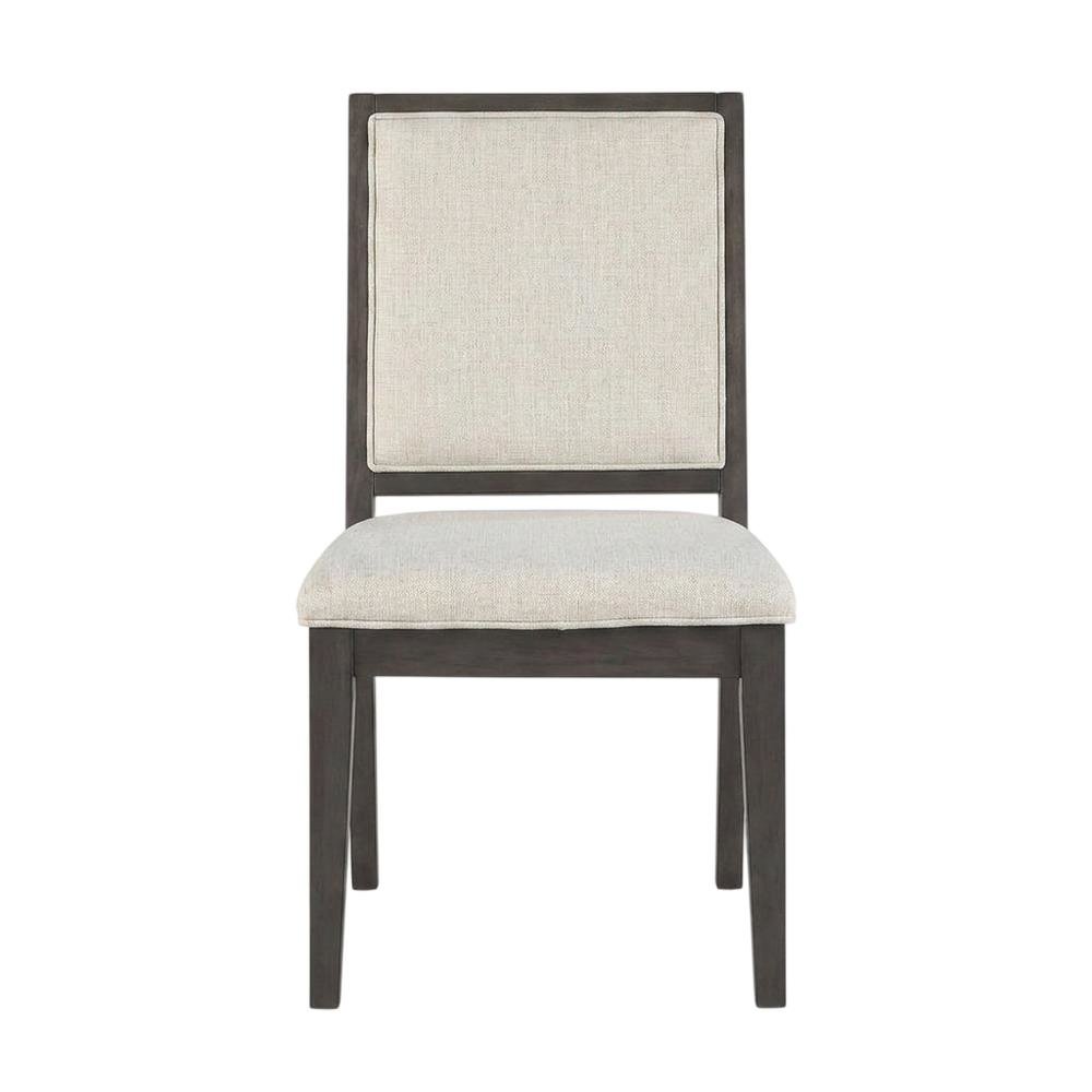 Polyester-Upholstered Dining Chair with Solid Wood Legs for Dining Room, White. Picture 4
