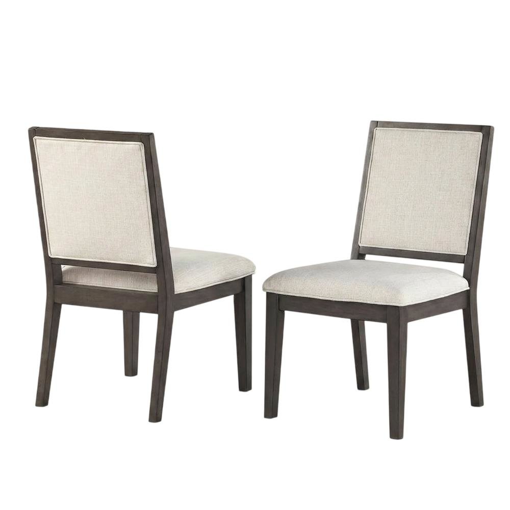 Polyester-Upholstered Dining Chair with Solid Wood Legs for Dining Room, White. Picture 1