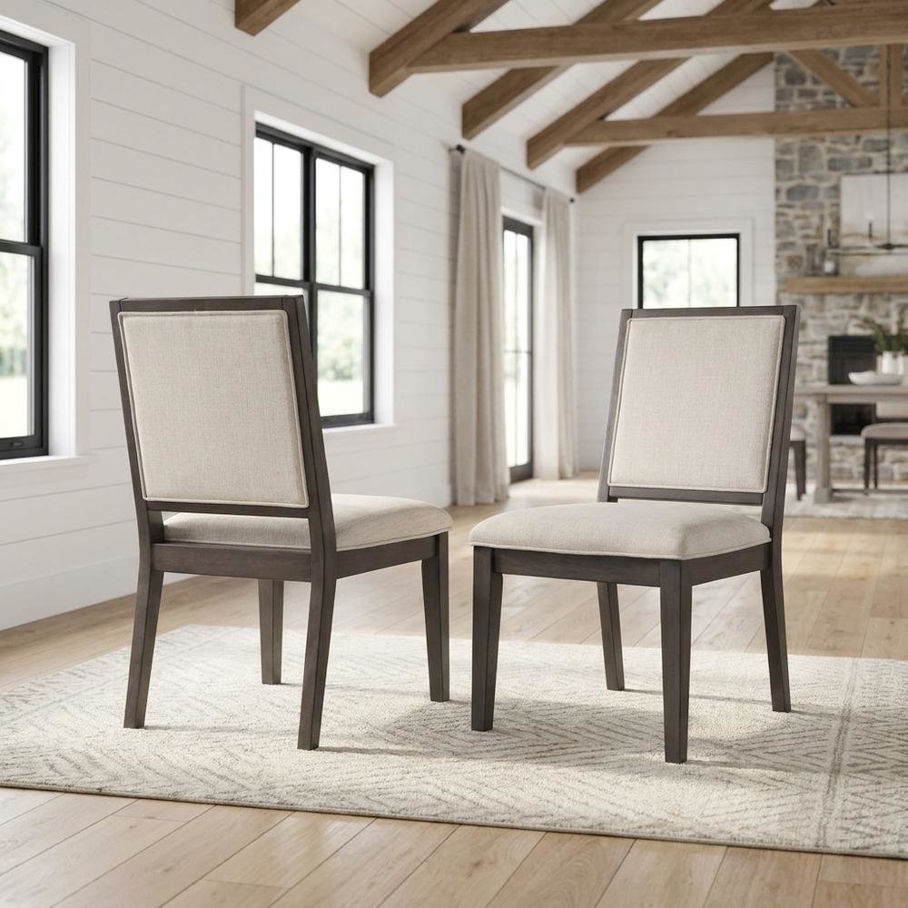 Polyester-Upholstered Dining Chair with Solid Wood Legs for Dining Room, White. Picture 2