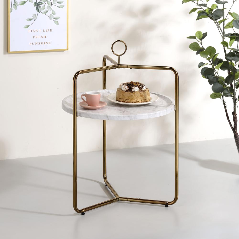 Miro Side Table [White/Gold]. Picture 3