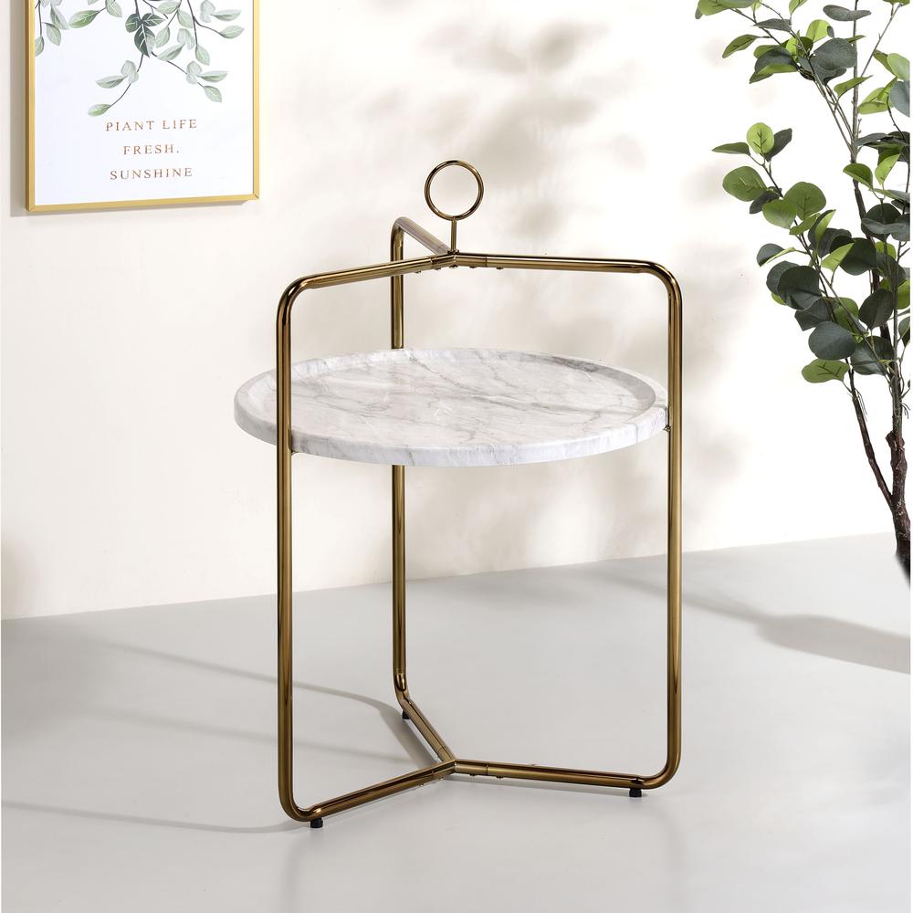 Miro Side Table [White/Gold]. Picture 4