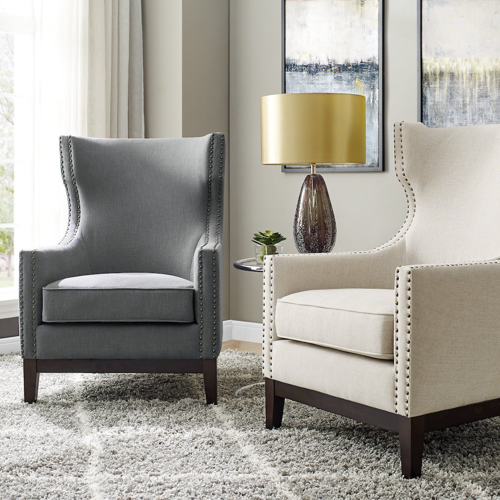 Roswell Linen Accent Chair - Gray. Picture 5