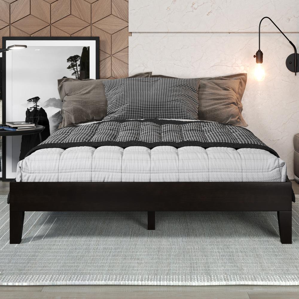 Nix Solid Wood Full Platform Bed, Black. Picture 4