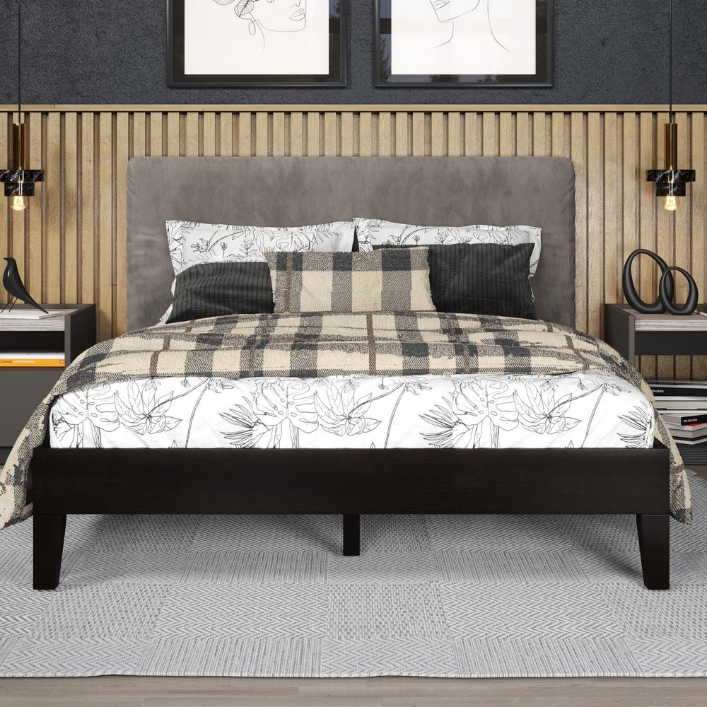 Nix Solid Wood Full Platform Bed, Black. Picture 5
