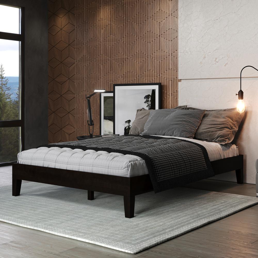 Nix Solid Wood Full Platform Bed, Black. Picture 6