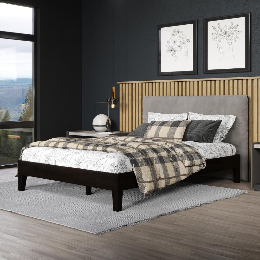 Nix Solid Wood Full Platform Bed, Black. Picture 7