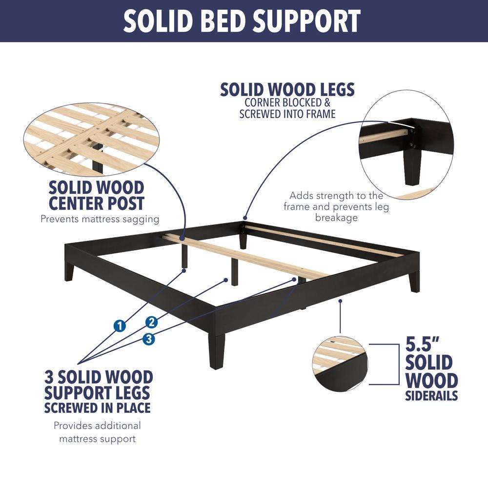 Nix Solid Wood Full Platform Bed, Black. Picture 9