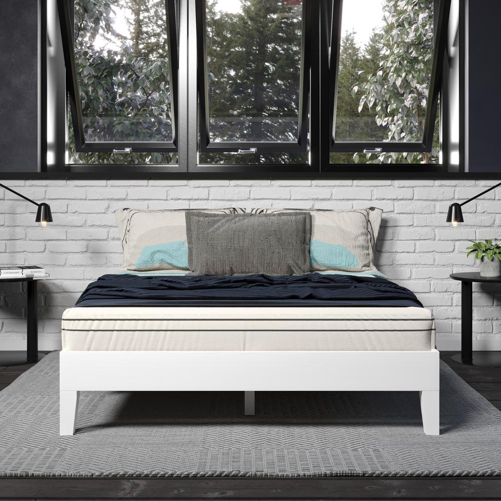 Nix Solid Wood Full Platform Bed, White. Picture 2