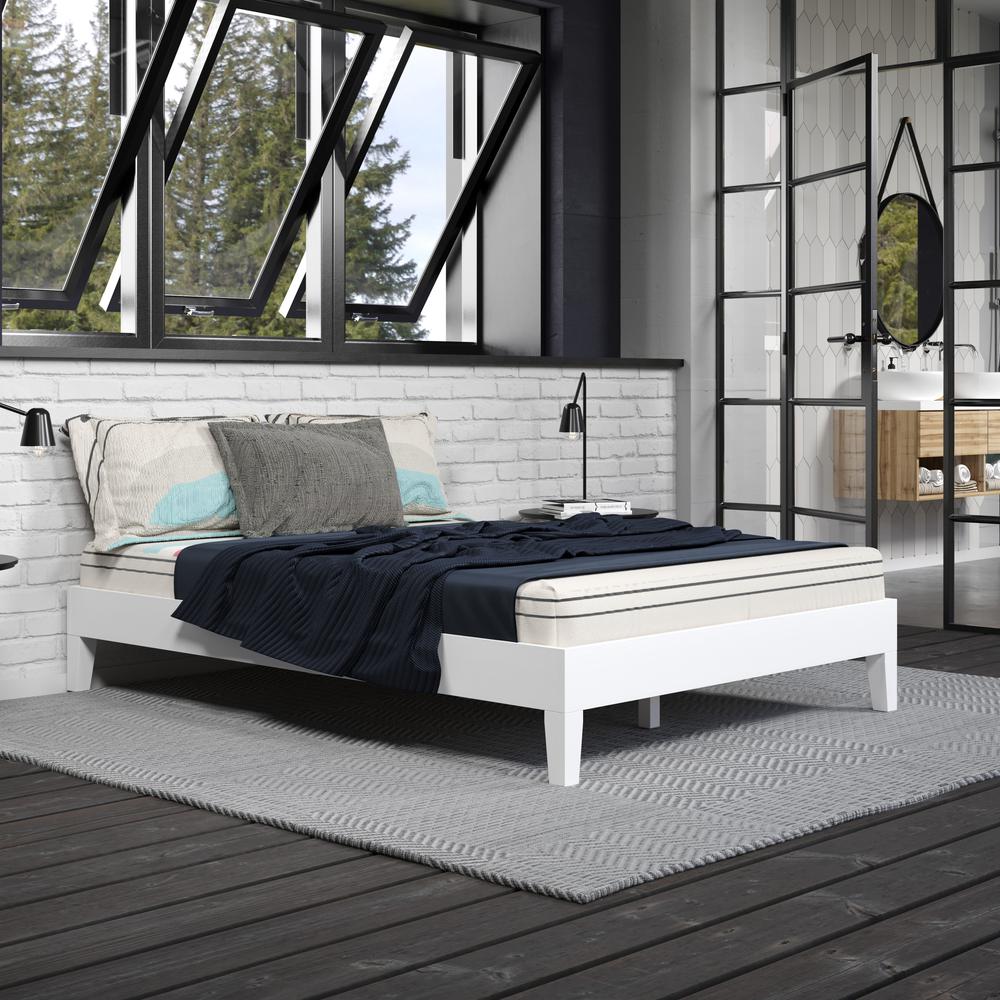 Nix Solid Wood Full Platform Bed, White. Picture 5