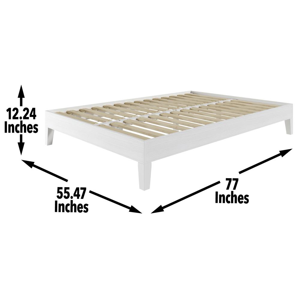 Nix Solid Wood Full Platform Bed, White. Picture 6