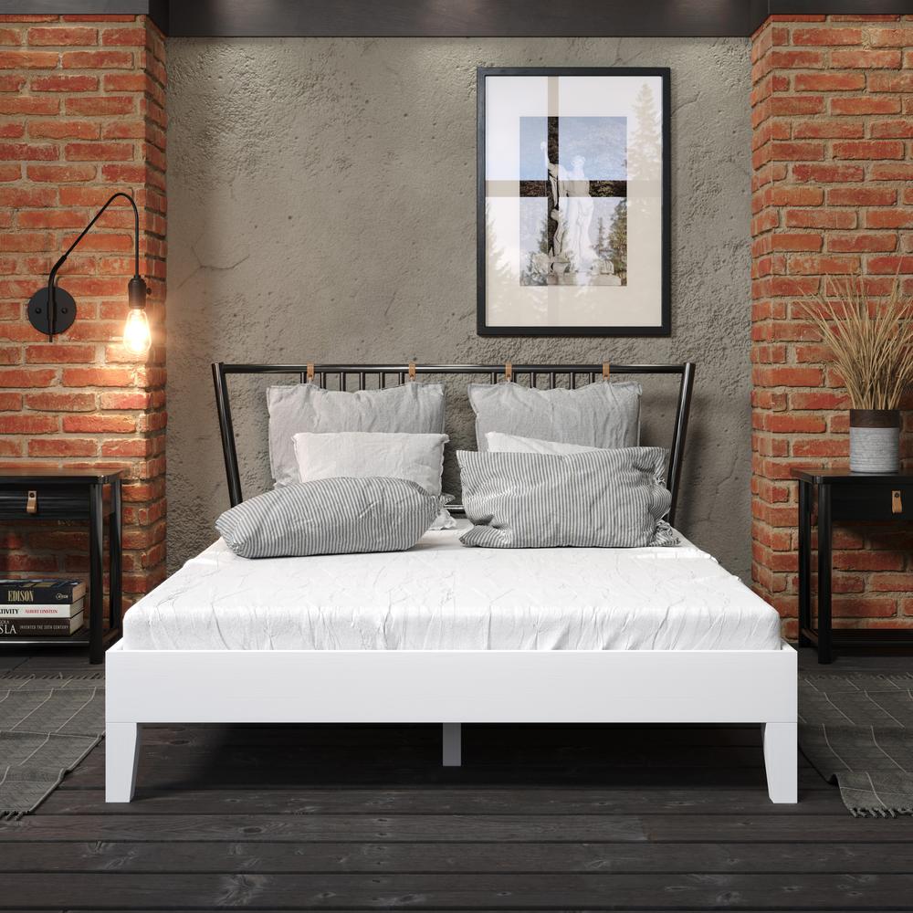 Nix Solid Wood Full Platform Bed, White. Picture 7