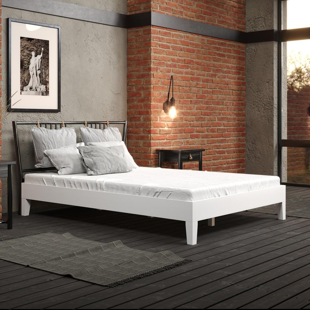 Nix Solid Wood Full Platform Bed, White. Picture 8