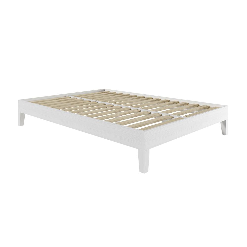 Nix Solid Wood Full Platform Bed, White. Picture 10