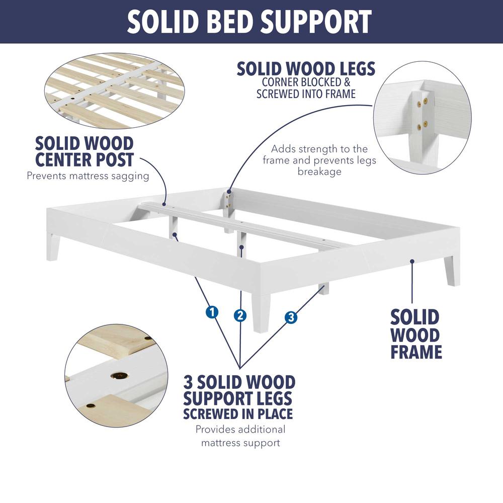 Nix Solid Wood King Platform Bed, White. Picture 4