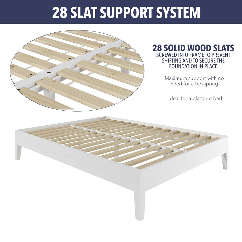 Nix Solid Wood King Platform Bed, White. Picture 5