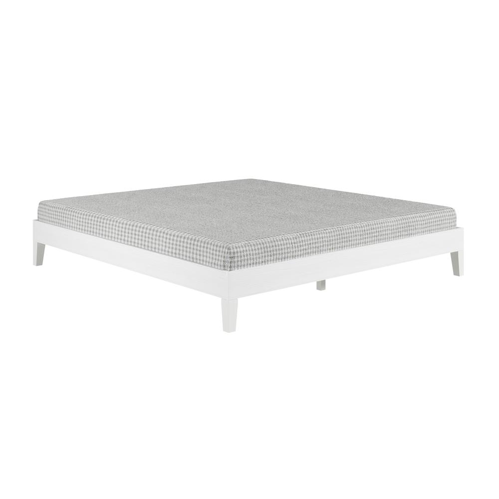 Nix Solid Wood King Platform Bed, White. Picture 7