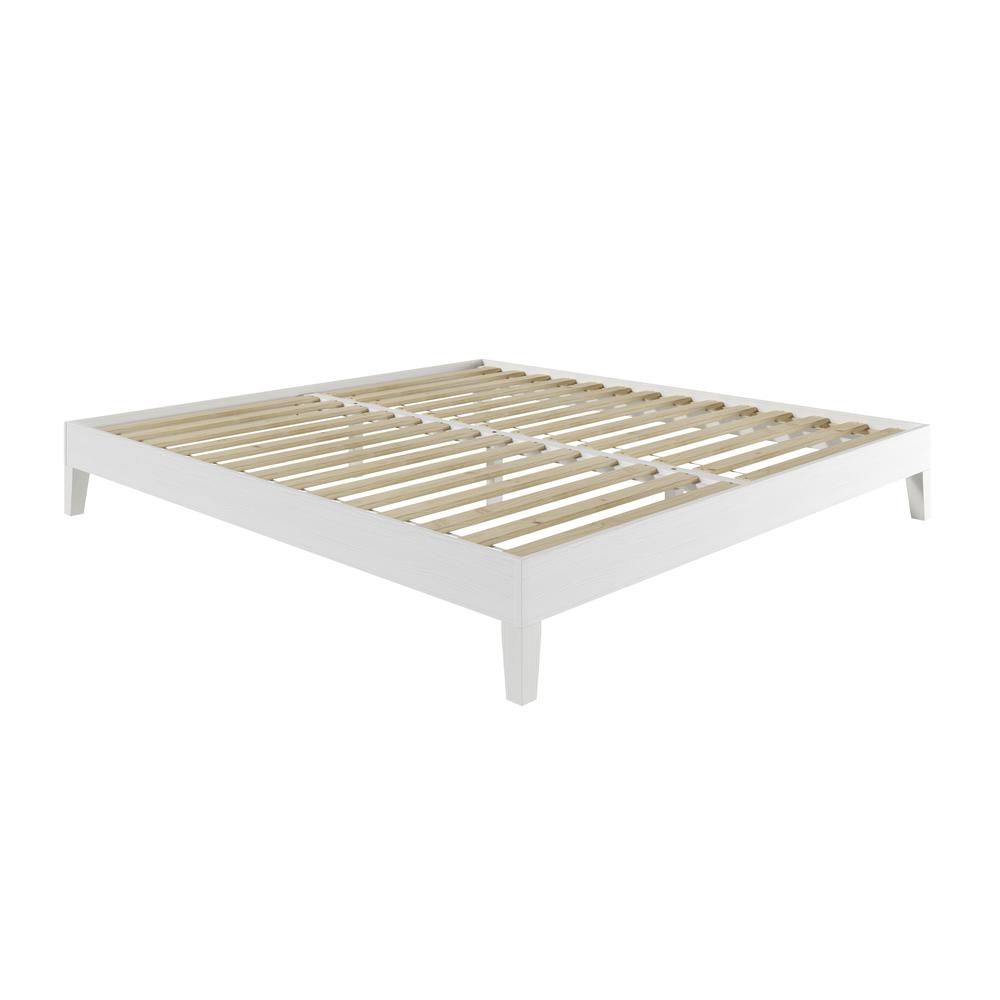 Nix Solid Wood King Platform Bed, White. Picture 8