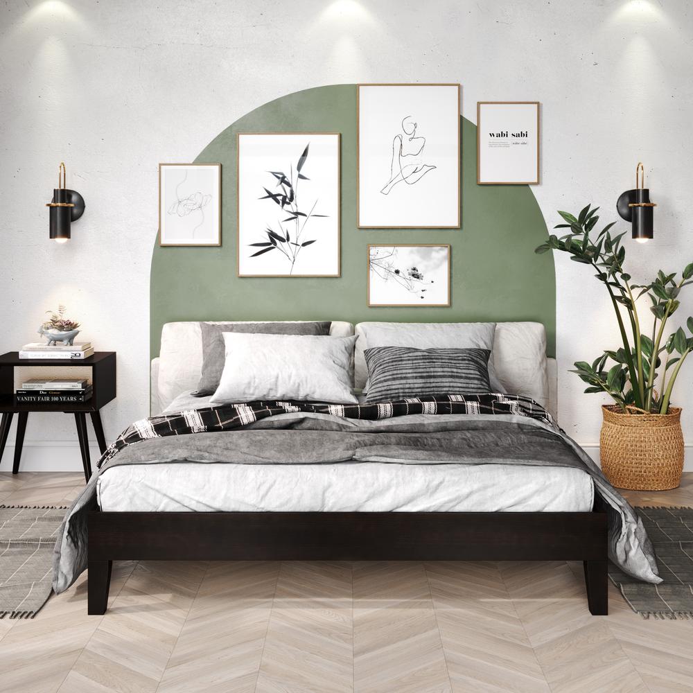 Nix Solid Wood Queen Platform Bed, Black. Picture 5