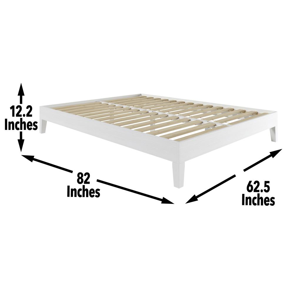 Nix Solid Wood Queen Platform Bed, White. Picture 4