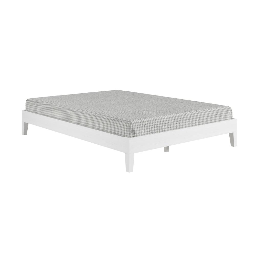 Nix Solid Wood Queen Platform Bed, White. Picture 7