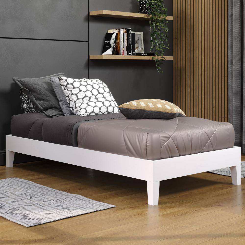 Nix White Solid Wood Platform Bed, Twin. Picture 2