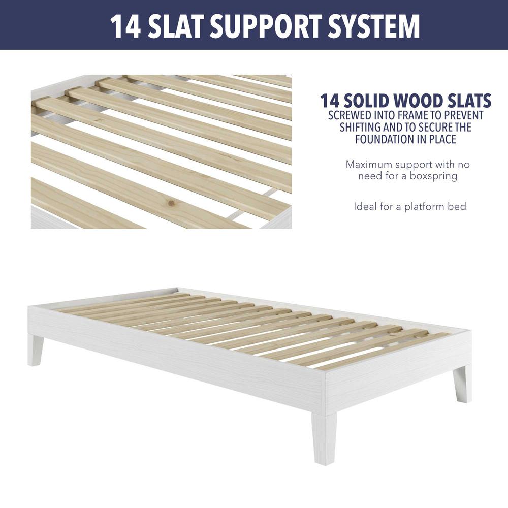 Nix White Solid Wood Platform Bed, Twin. Picture 6