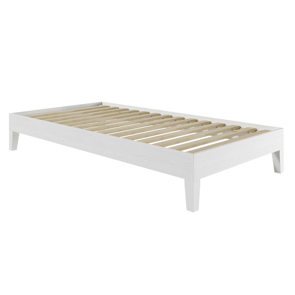 Nix White Solid Wood Platform Bed, Twin. Picture 11