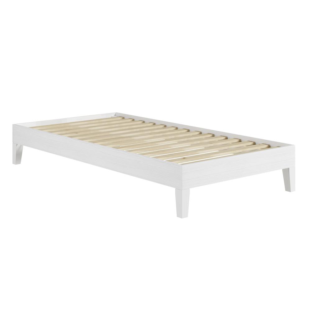 Nix White Solid Wood Platform Bed, Twin. Picture 13