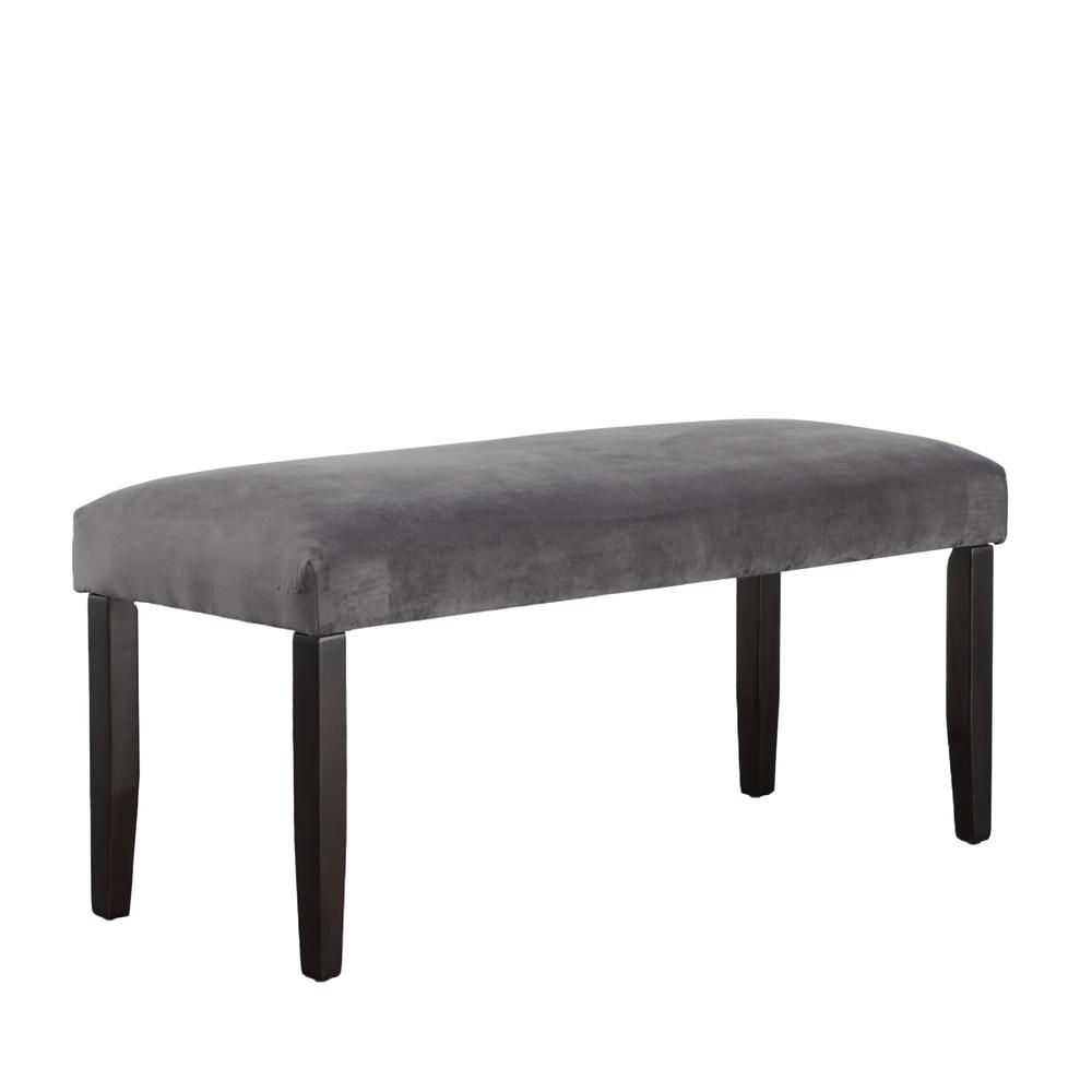 Napoli Gray Velvet Bench. Picture 4