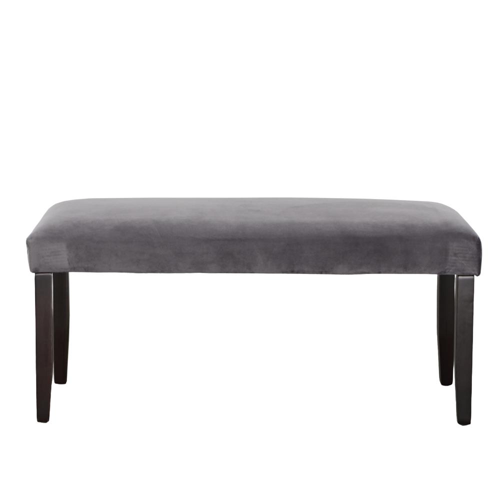 Napoli Gray Velvet Bench. Picture 5