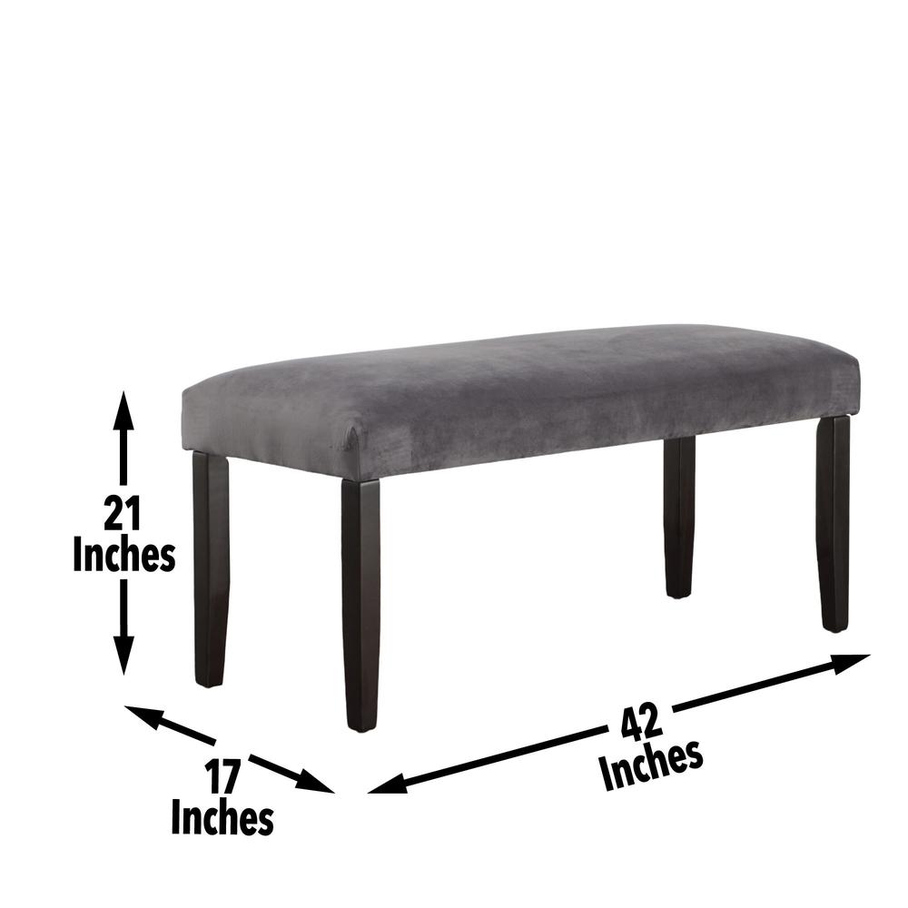 Napoli Gray Velvet Bench. Picture 7