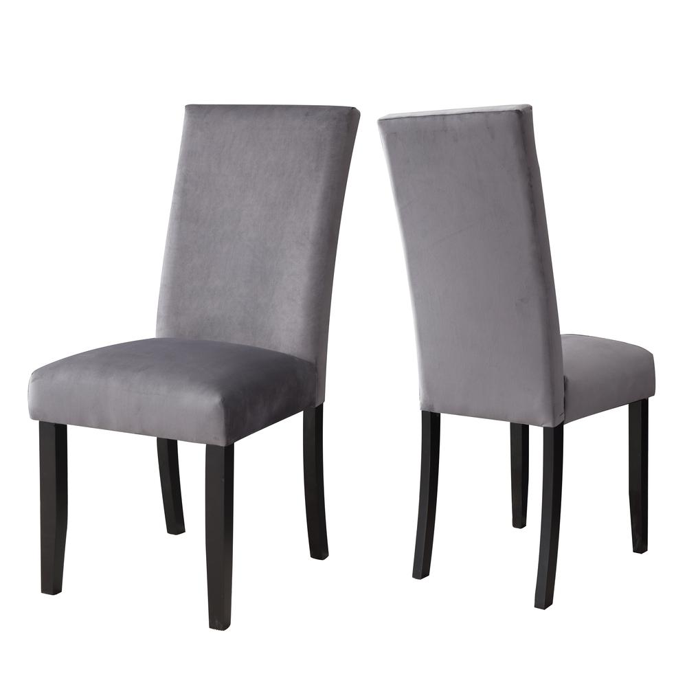 Napoli Gray Velvet Side Chair. Picture 1