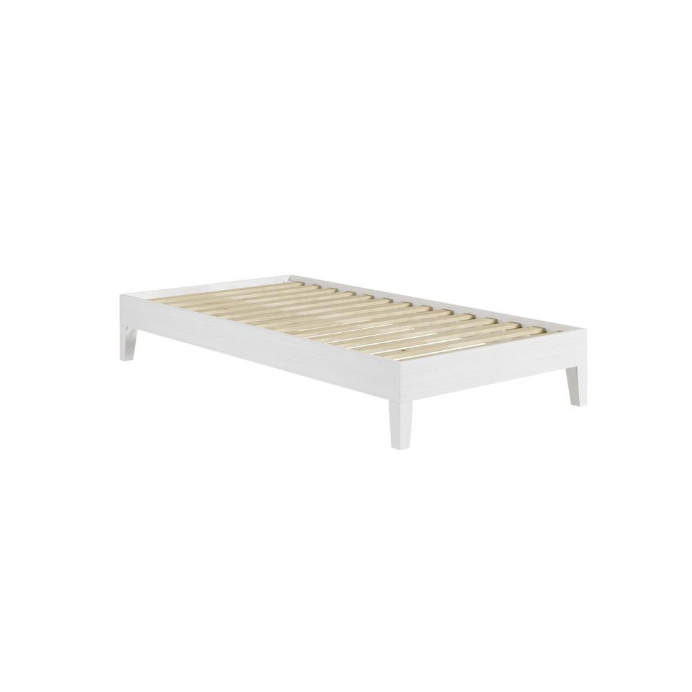 Nix White Solid Wood Platform Bed, Twin. Picture 1