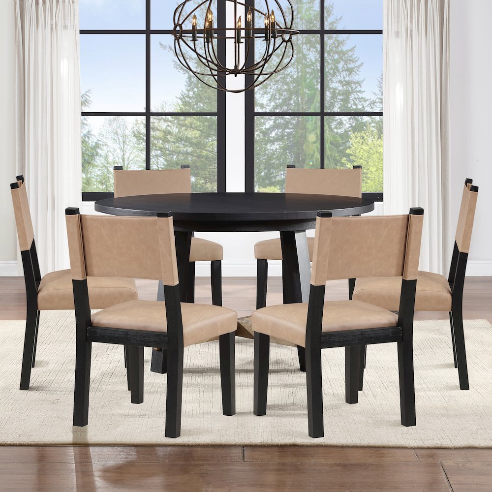 Aubrey Black 7pc Round Dining Set. Picture 4