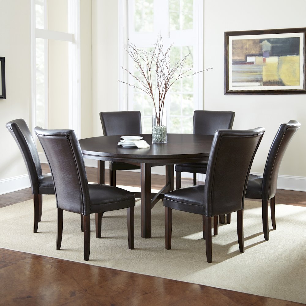 Hartford 72in Dining Set 7 PC with Brown Chairs. Picture 4