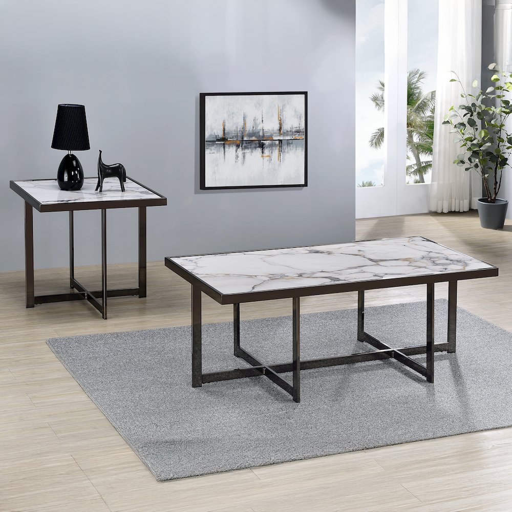 Kayley Sintered Stone Square End Table. Picture 7